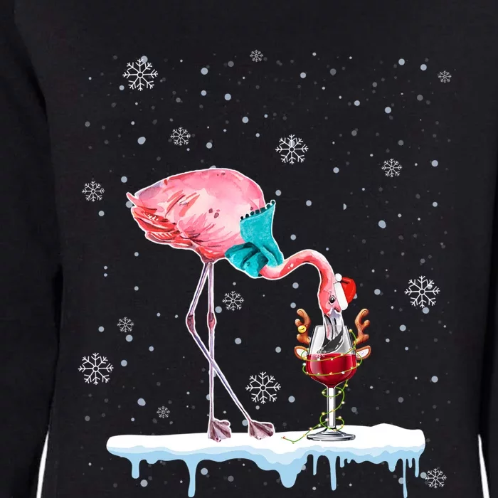 Funny Christmas Flamingo Hat Santa Wine Reindeer Ing Gift Womens California Wash Sweatshirt