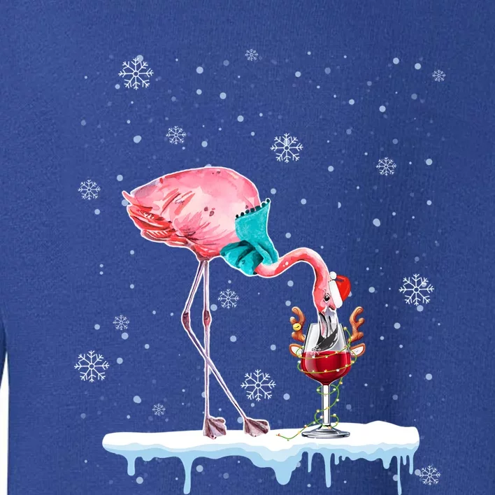 Funny Christmas Flamingo Hat Santa Wine Reindeer Ing Gift Toddler Sweatshirt