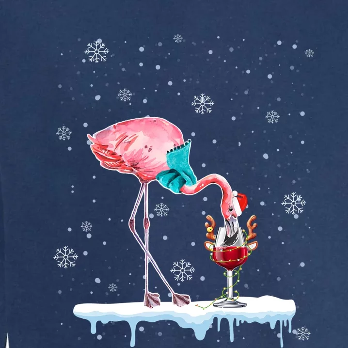 Funny Christmas Flamingo Hat Santa Wine Reindeer Ing Gift Garment-Dyed Sweatshirt