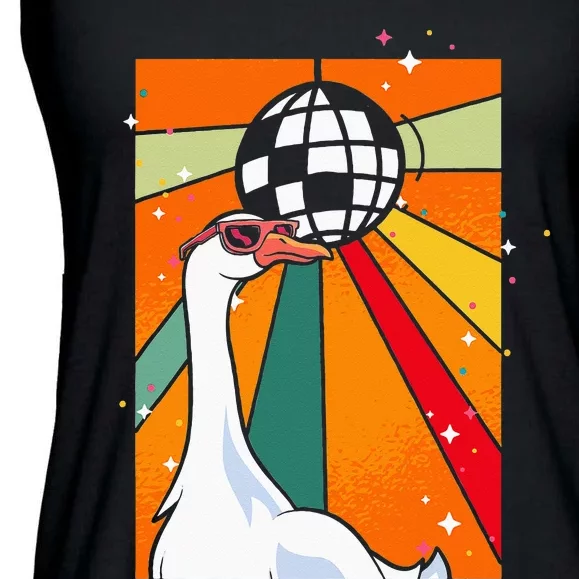 Funny Cool Farm Animal Disco Ball Sunglasses Retro Goose Ladies Essential Flowy Tank