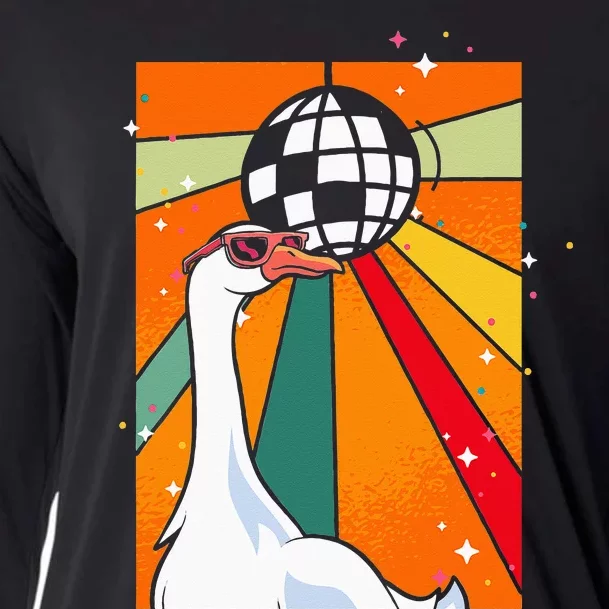 Funny Cool Farm Animal Disco Ball Sunglasses Retro Goose Cooling Performance Long Sleeve Crew