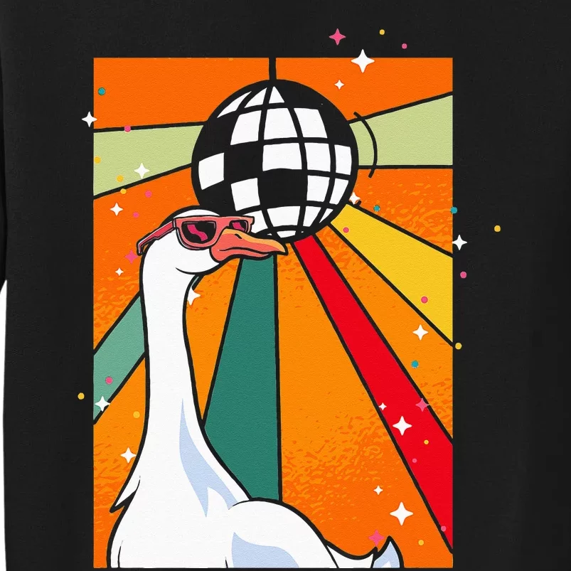 Funny Cool Farm Animal Disco Ball Sunglasses Retro Goose Tall Sweatshirt