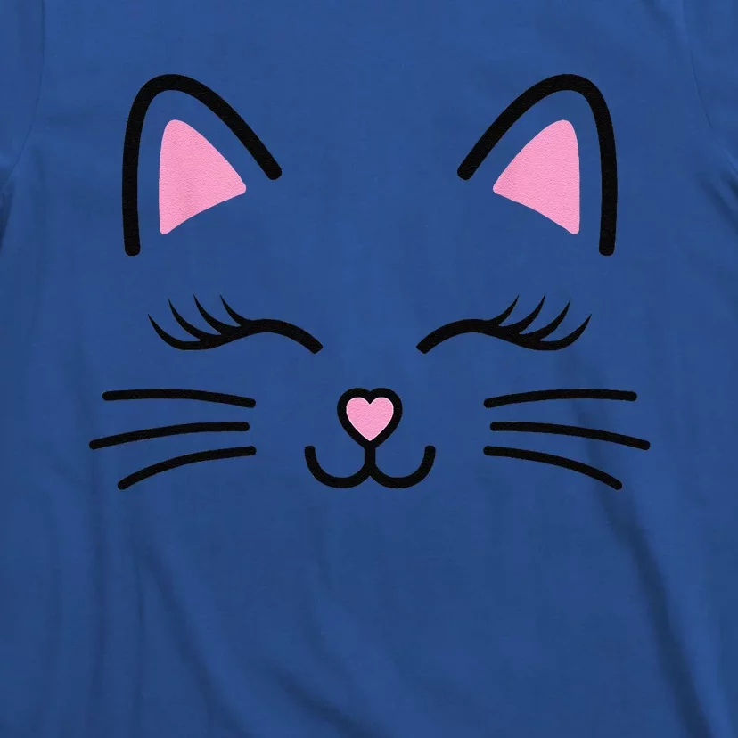 Funny Cat Face Whiskers Print Cosplay Kitty Love Halloween T-Shirt