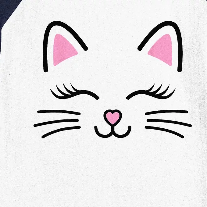 Funny Cat Face Whiskers Print Cosplay Kitty Love Halloween Baseball Sleeve Shirt