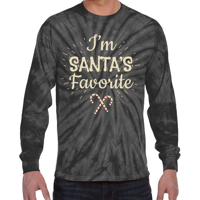 Funny Christmas For Xmas Day I’M Santas Favorite Tie-Dye Long Sleeve Shirt