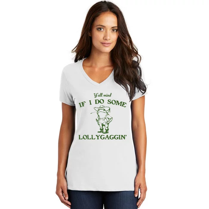 Funny Cowboy Frog Women's V-Neck T-Shirt