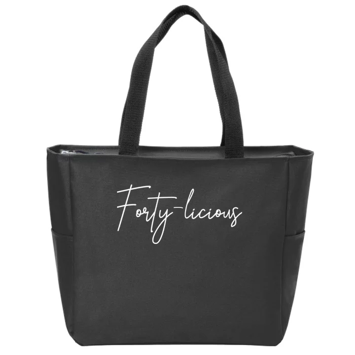 Forty-licious Cute Fortieth 40th Birthday Party Theme Zip Tote Bag