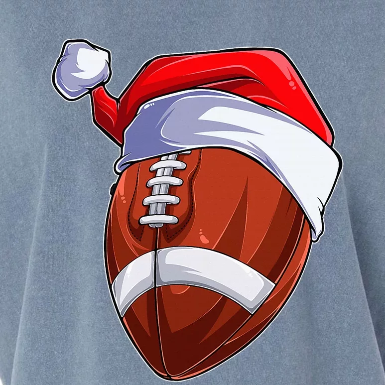 Funny Christmas Football Ball Santa Hat Sport Xmas Garment-Dyed Women's Muscle Tee