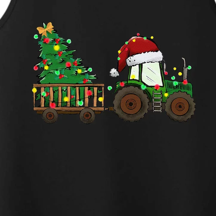 Farmer Christmas Funny Farming Tractor Christmas Tree Performance Tank