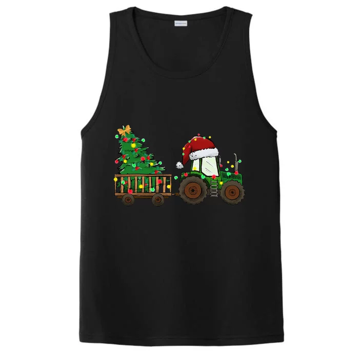 Farmer Christmas Funny Farming Tractor Christmas Tree Performance Tank