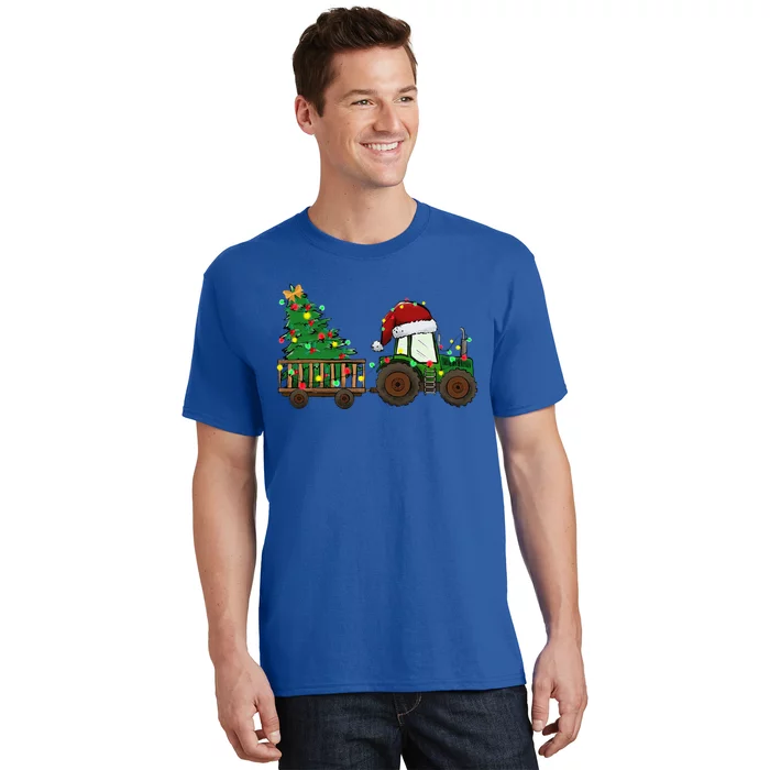 Farmer Christmas Funny Farming Tractor Christmas Tree T-Shirt