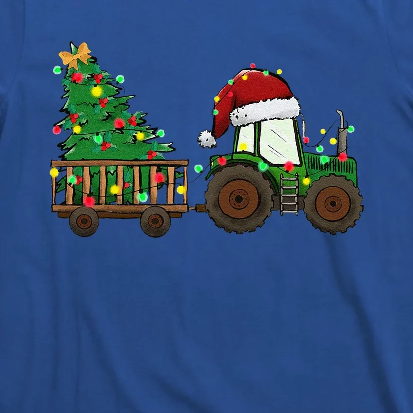 Farmer Christmas Funny Farming Tractor Christmas Tree T-Shirt