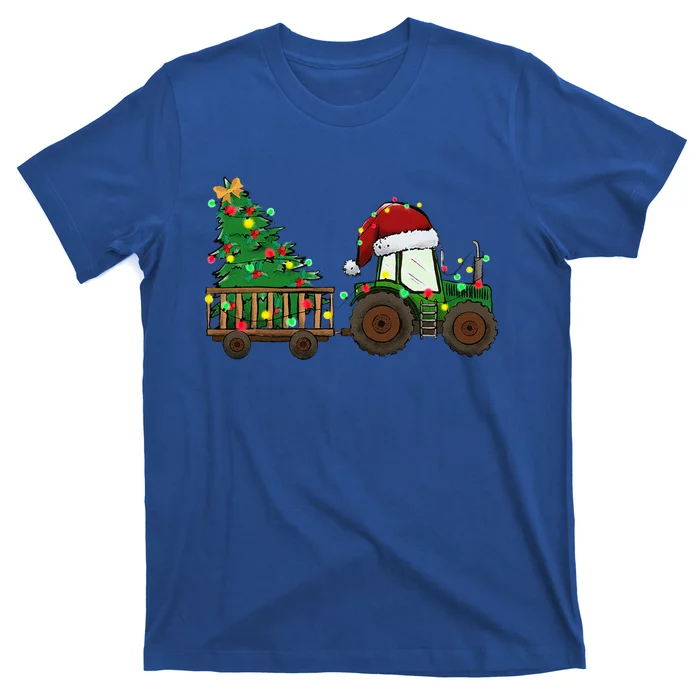 Farmer Christmas Funny Farming Tractor Christmas Tree T-Shirt