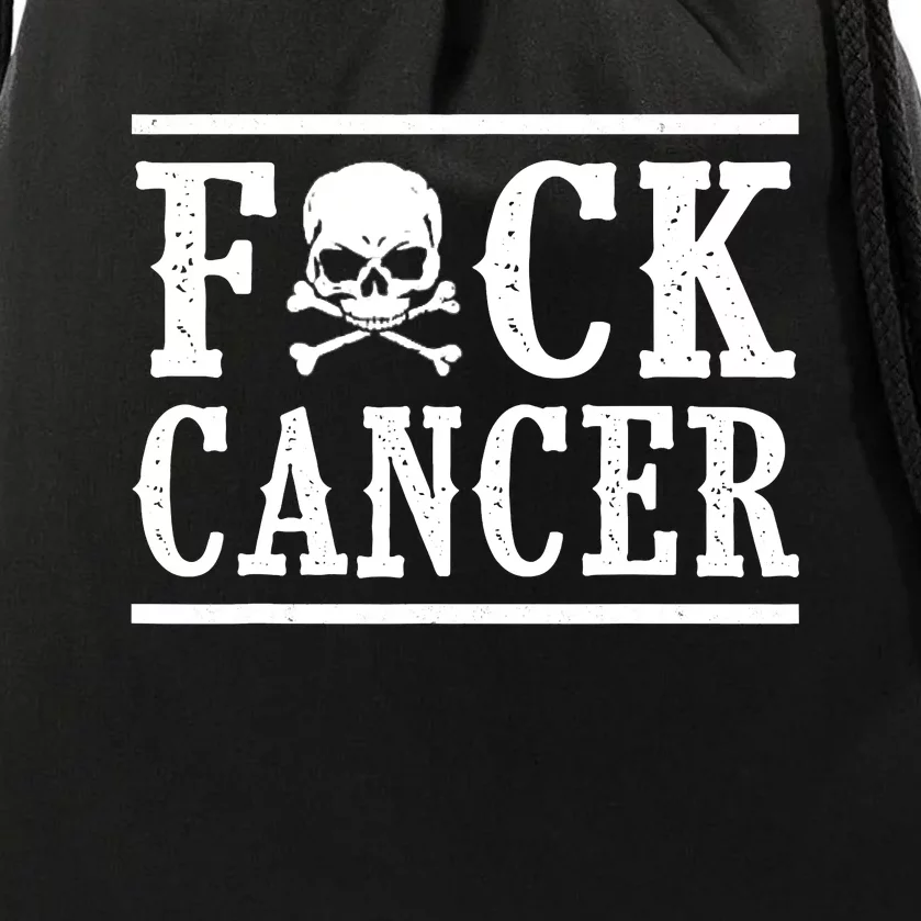 Fuck Cancer Funny Skull And Crossbones Skeleton Breast Cancer Drawstring Bag