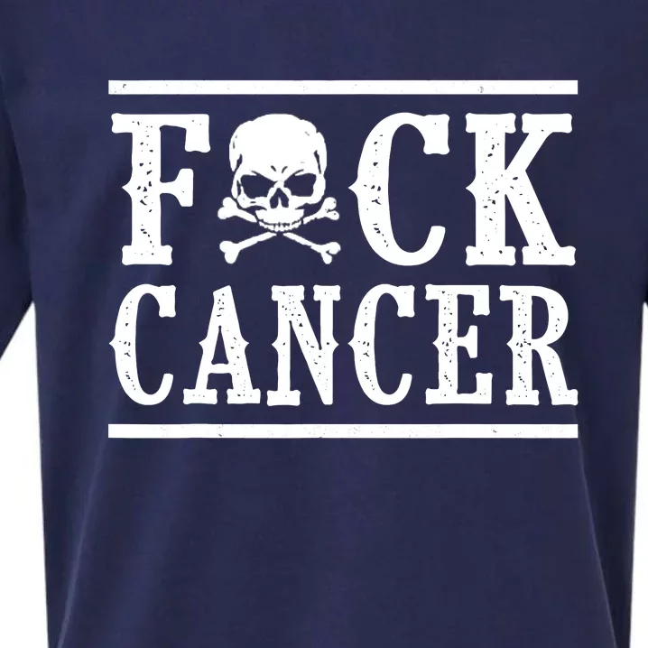 Fuck Cancer Funny Skull And Crossbones Skeleton Breast Cancer Sueded Cloud Jersey T-Shirt