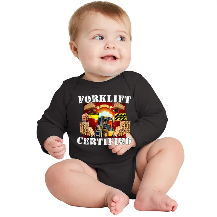 Forklift Certified Funny Forklift Oddly Specific Meme Baby Long Sleeve Bodysuit