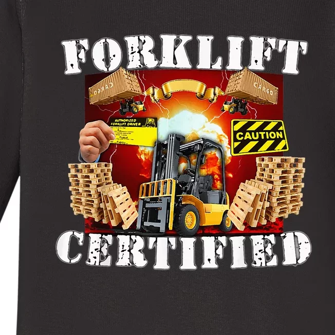 Forklift Certified Funny Forklift Oddly Specific Meme Baby Long Sleeve Bodysuit