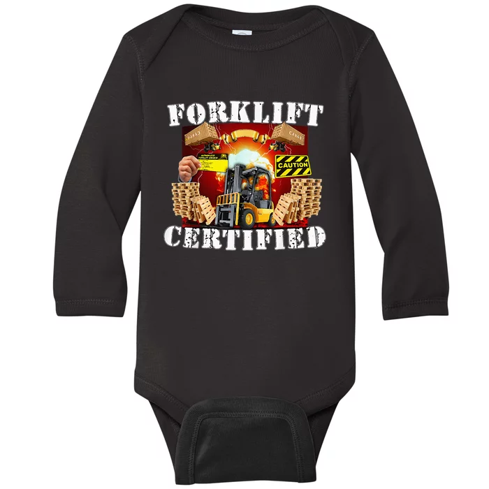 Forklift Certified Funny Forklift Oddly Specific Meme Baby Long Sleeve Bodysuit