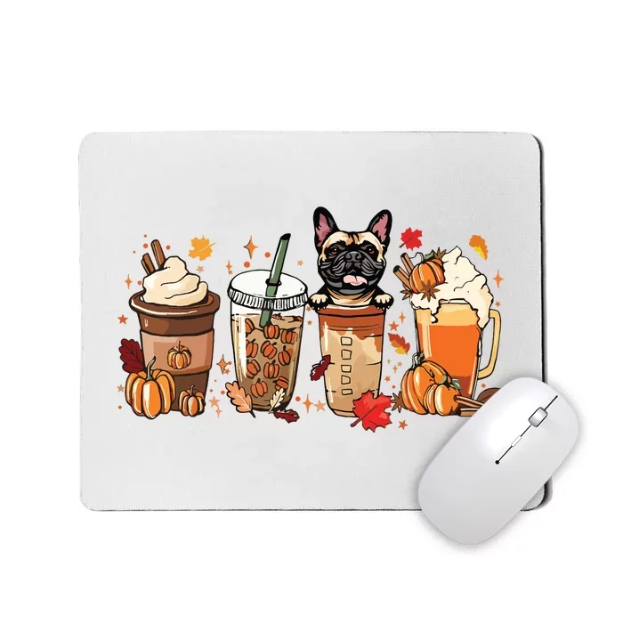 Fall Coffee French Bulldog Halloween Outfit For Fall Season Mousepad