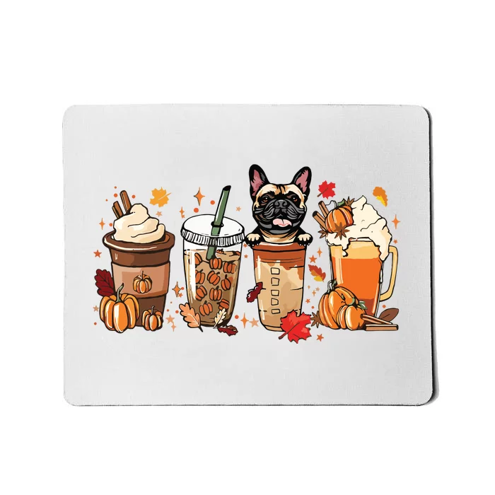 Fall Coffee French Bulldog Halloween Outfit For Fall Season Mousepad