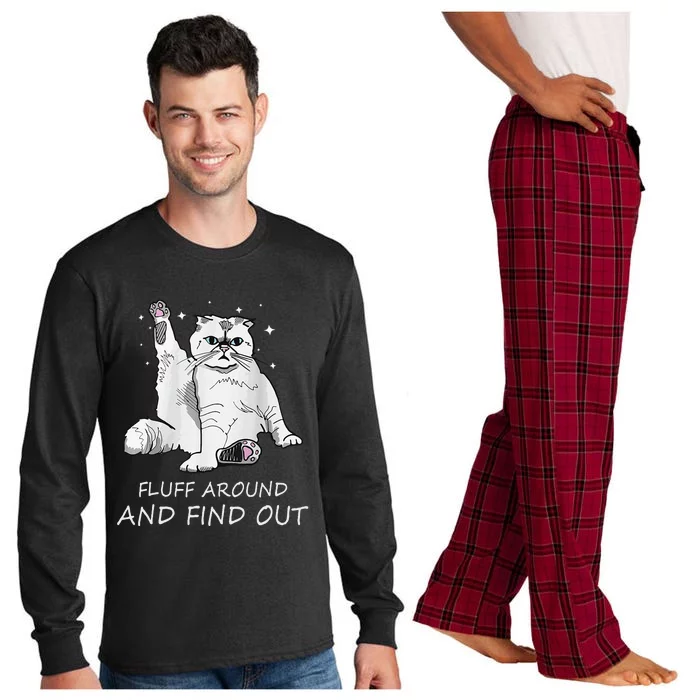 Funny Cat Fluff Around And Find Out Long Sleeve Pajama Set