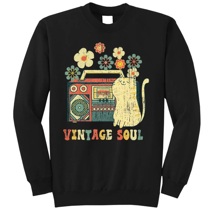 Funny Cat For Women Vintage Wildflower Soul Flowers Tall Sweatshirt