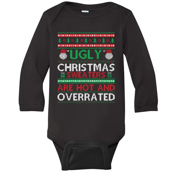 Funny Christmas For Ugly Sweater Party Baby Long Sleeve Bodysuit