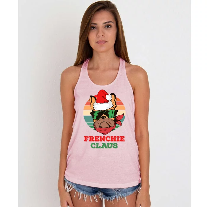 Frenchie Claus Funny Santa Claus French Bulldog Christmas Gift Women's Knotted Racerback Tank