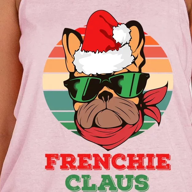 Frenchie Claus Funny Santa Claus French Bulldog Christmas Gift Women's Knotted Racerback Tank