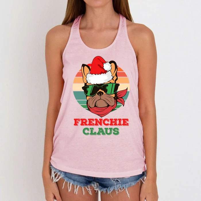 Frenchie Claus Funny Santa Claus French Bulldog Christmas Gift Women's Knotted Racerback Tank