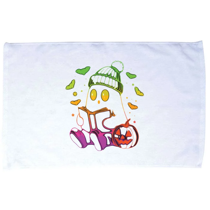 Funny Cute Ghost Book Reading Halloween Glow Teacher Microfiber Hand Towel