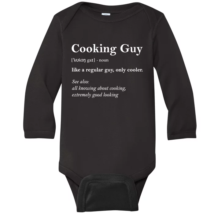 Funny Cooking Guy Definition Gift For Cook Lovers Baby Long Sleeve Bodysuit