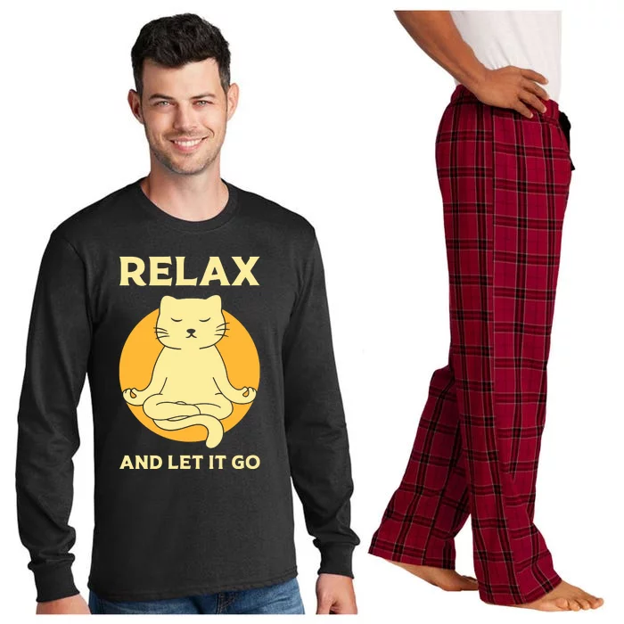 Funny Cat Graphic Yoga Zen Meditation Long Sleeve Pajama Set