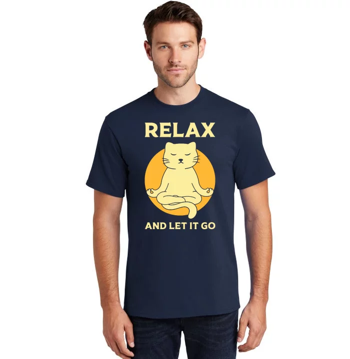 Funny Cat Graphic Yoga Zen Meditation Tall T-Shirt