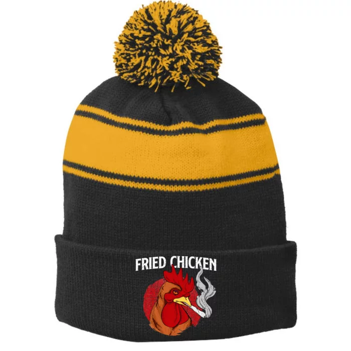 Fried Chicken Gangster Chickens Farm Owner Farmyard Farmer Stripe Pom Pom Beanie