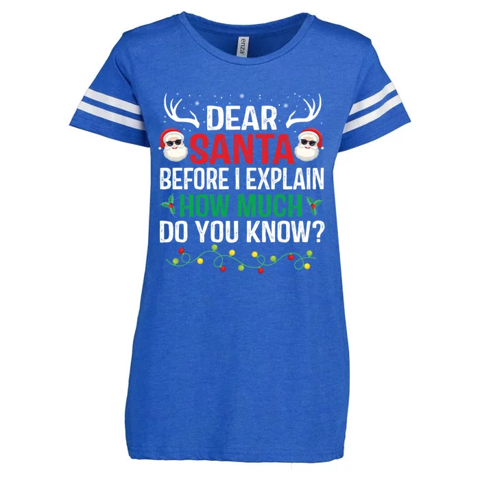 Funny Christmas Great Gift Adults Dear Santa I Can Explain Gift Enza Ladies Jersey Football T-Shirt