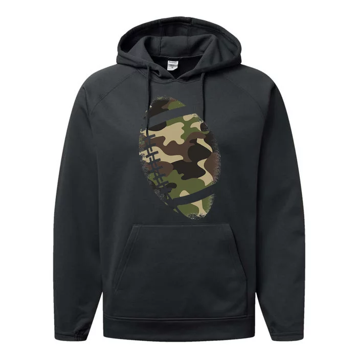 Football Camouflage Gift College Team Coach Camo Performance Fleece Hoodie