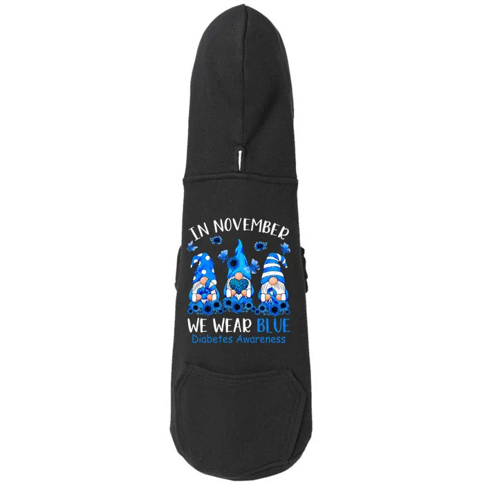 Funny cute Gnomes wear blue for Type1 Diabetes Awareness Doggie 3-End Fleece Hoodie