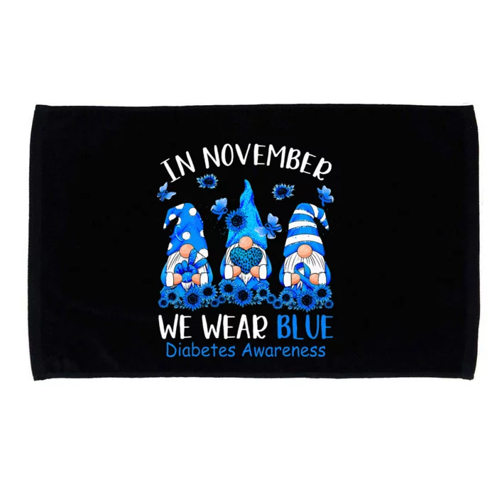 Funny cute Gnomes wear blue for Type1 Diabetes Awareness Microfiber Hand Towel