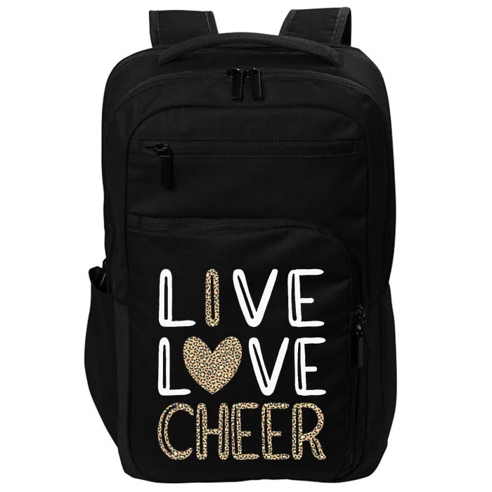 Funny Cheerleading Girls Leopard Cheetah Print Love Cheer Impact Tech Backpack