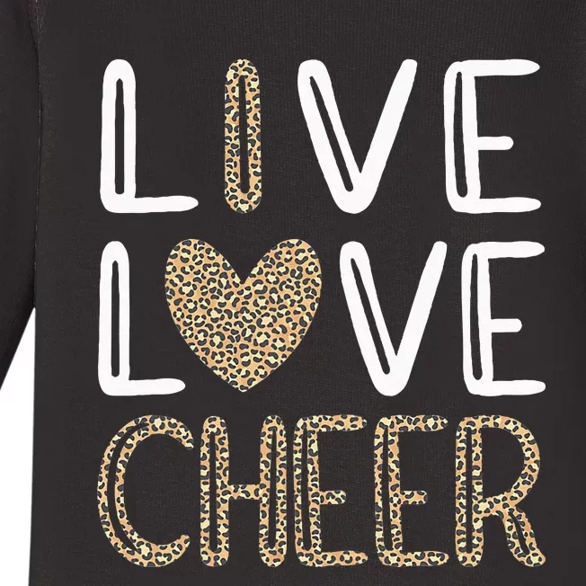 Funny Cheerleading Girls Leopard Cheetah Print Love Cheer Baby Long Sleeve Bodysuit