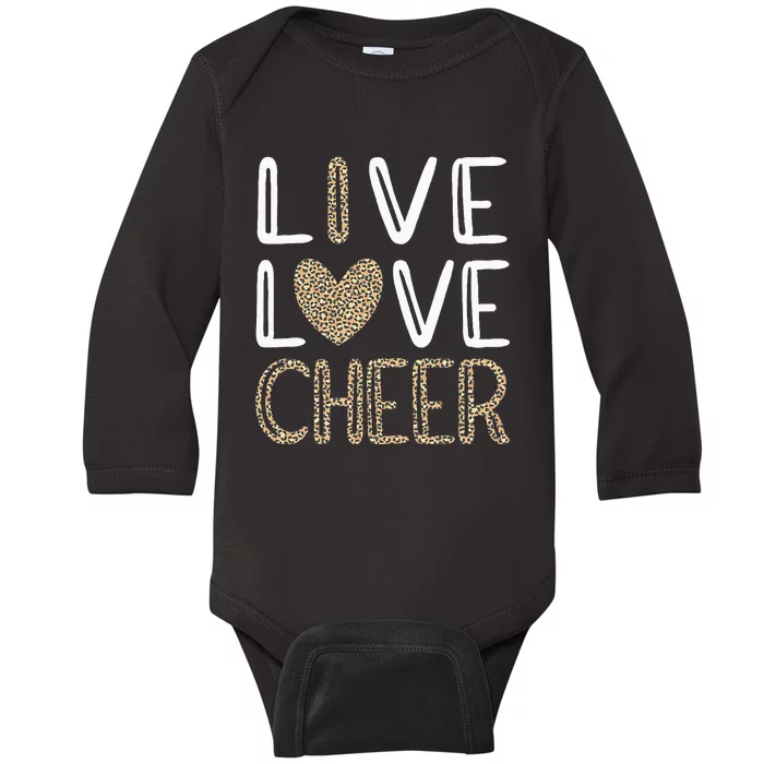 Funny Cheerleading Girls Leopard Cheetah Print Love Cheer Baby Long Sleeve Bodysuit