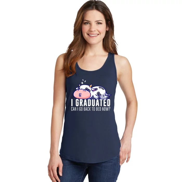 Funny Cow Graduation I Graduated Can I Go Back To Bed Now Ladies Essential Tank