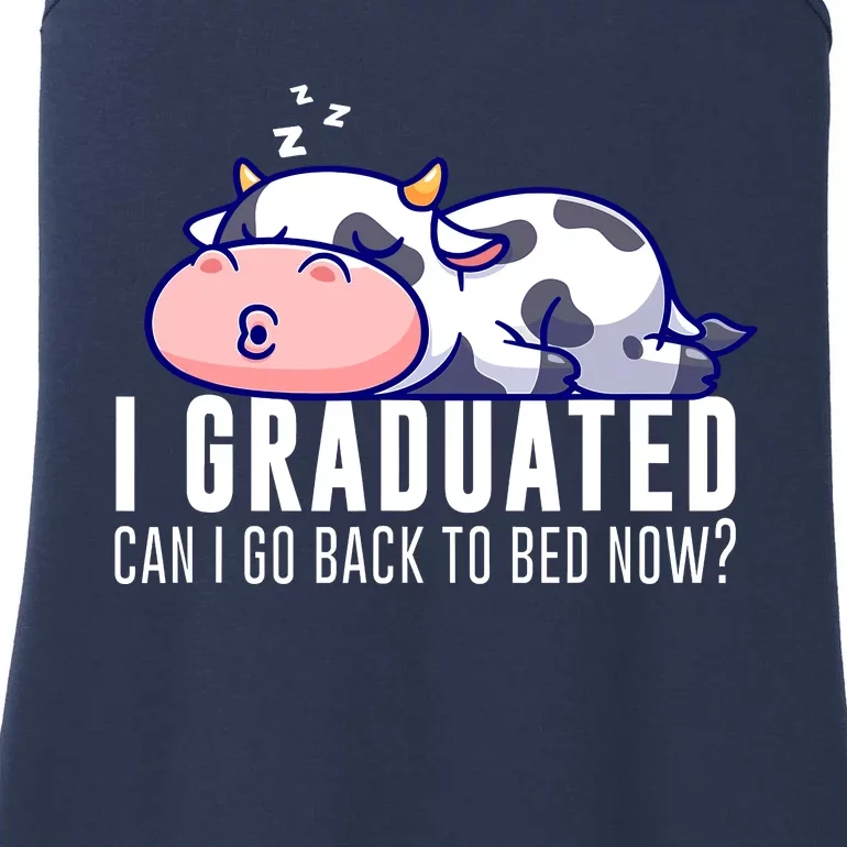 Funny Cow Graduation I Graduated Can I Go Back To Bed Now Ladies Essential Tank