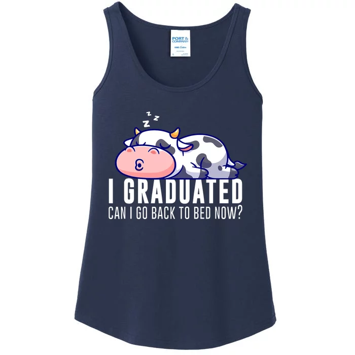 Funny Cow Graduation I Graduated Can I Go Back To Bed Now Ladies Essential Tank