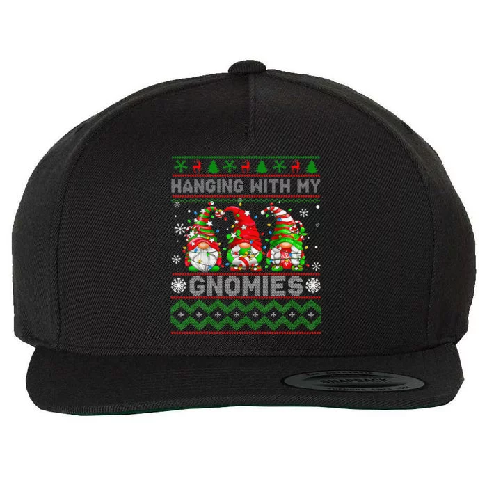 Funny Christmas Gnome Hanging With My Gnomies Family Pajamas Cute Wool Snapback Cap