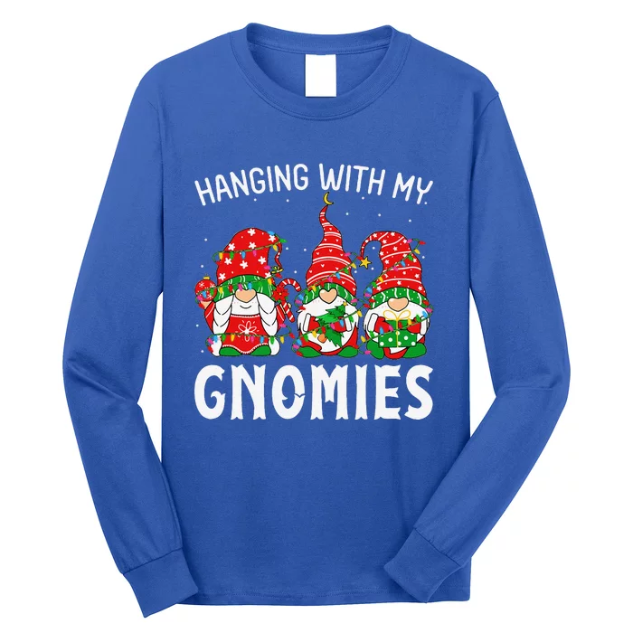 Funny Christmas Gnome Hanging With My Gnomies Family Pajamas Funny Long Sleeve Shirt