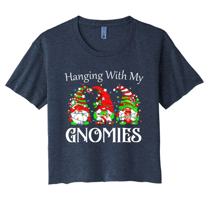 Funny Christmas Gnome Hanging With Women's Crop Top Tee