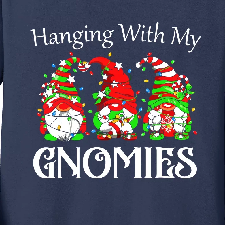 Funny Christmas Gnome Hanging With Kids Long Sleeve Shirt