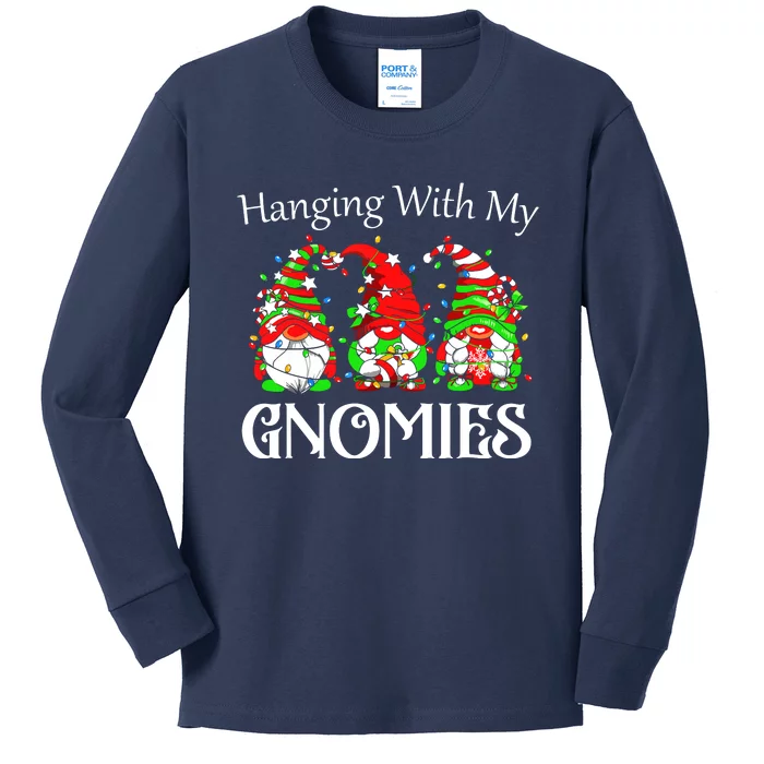 Funny Christmas Gnome Hanging With Kids Long Sleeve Shirt